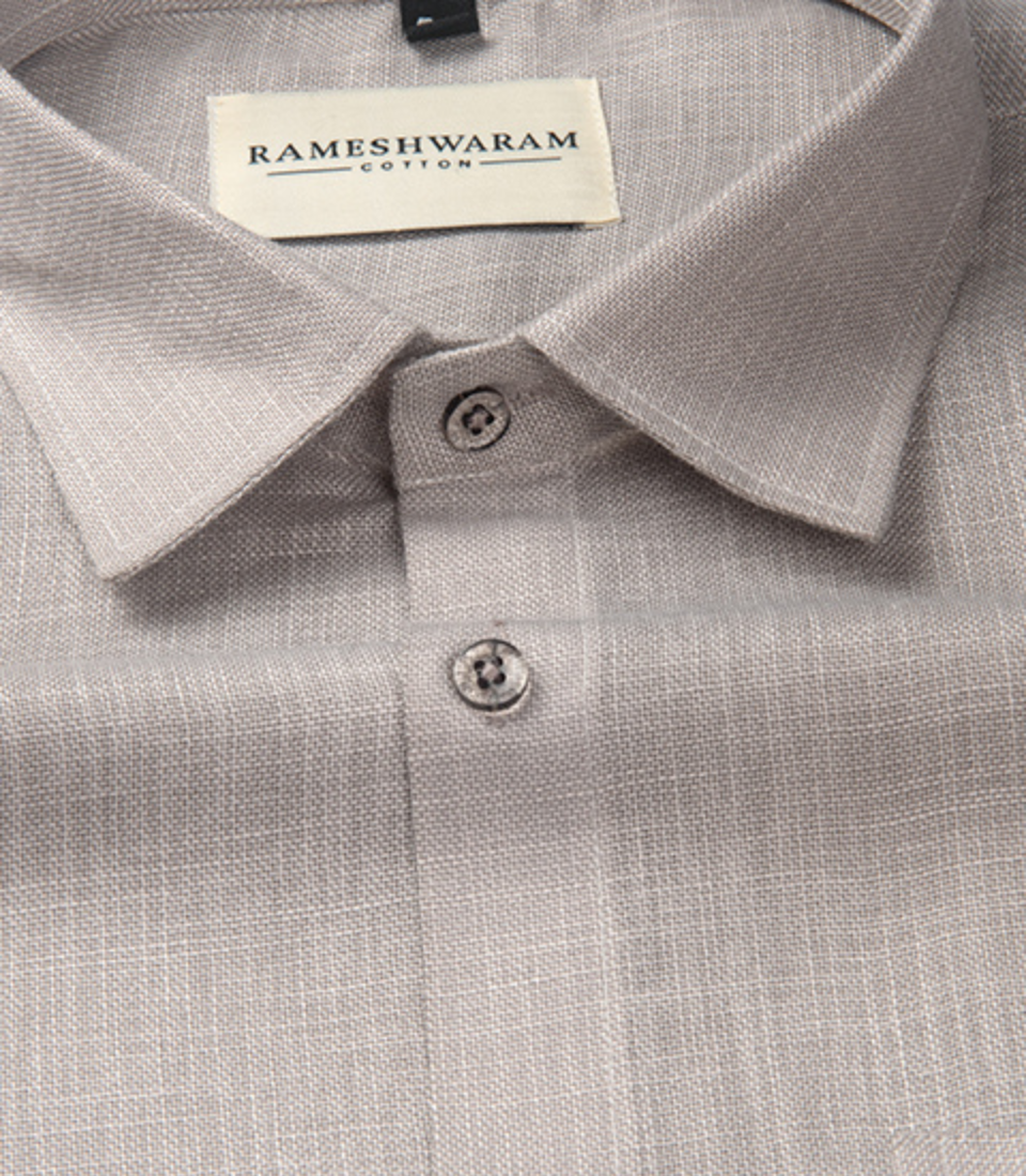 Cotton Linen Blend Beige Light For Men Shirt