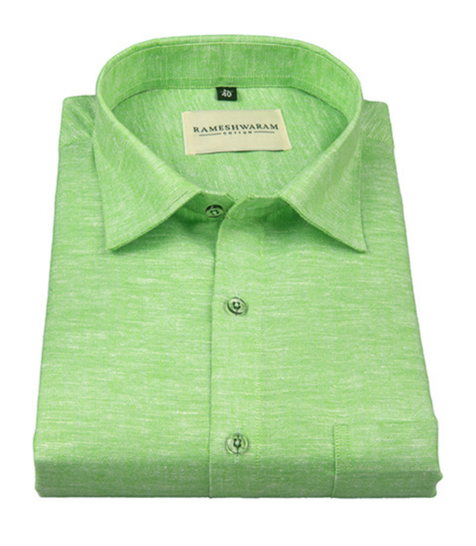 Velmora Luxurious Linen Lime Green For Men Shirt