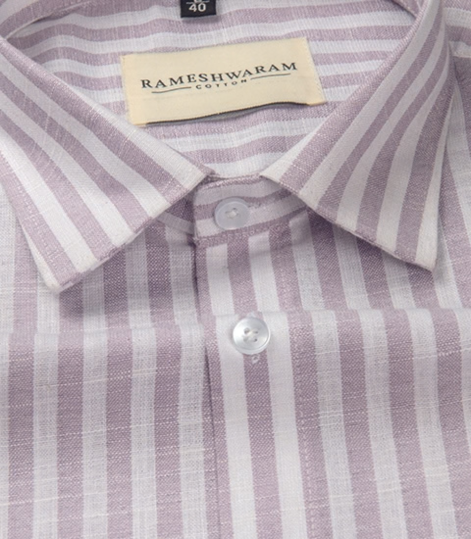 Positano Luxurious Linen Cotton Soft Almond-stripe For Men Shirt