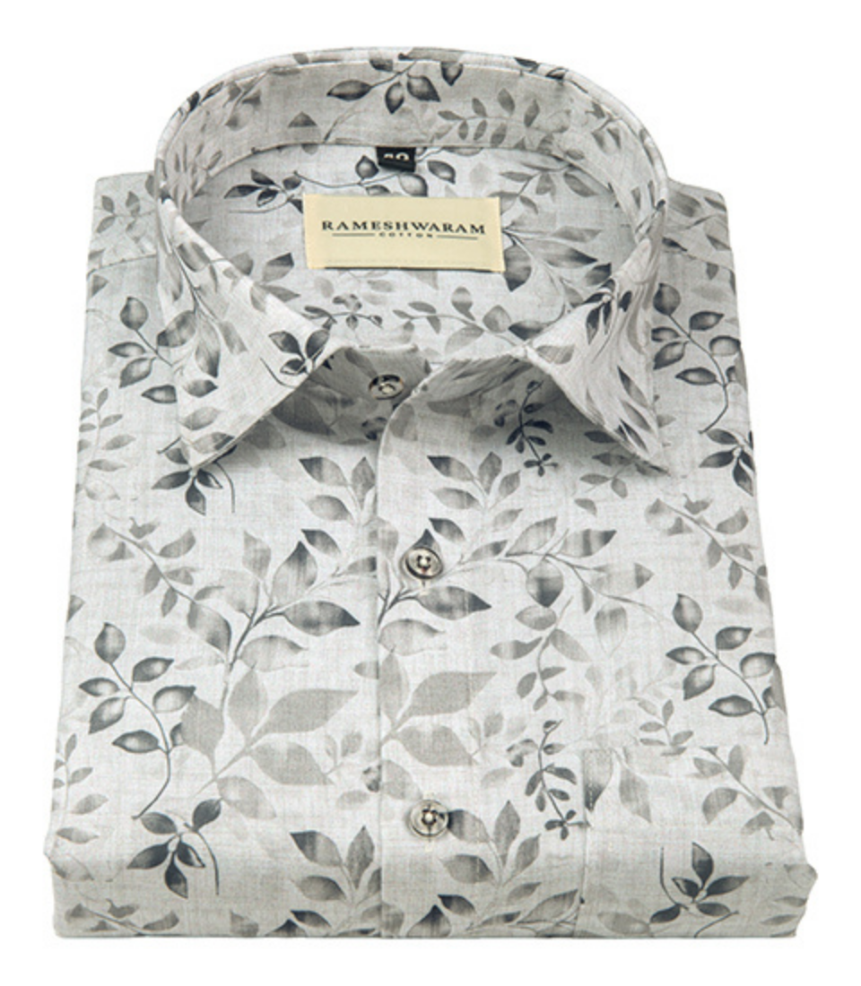 Premium Printed Cotton Gray Black For Men Shirt