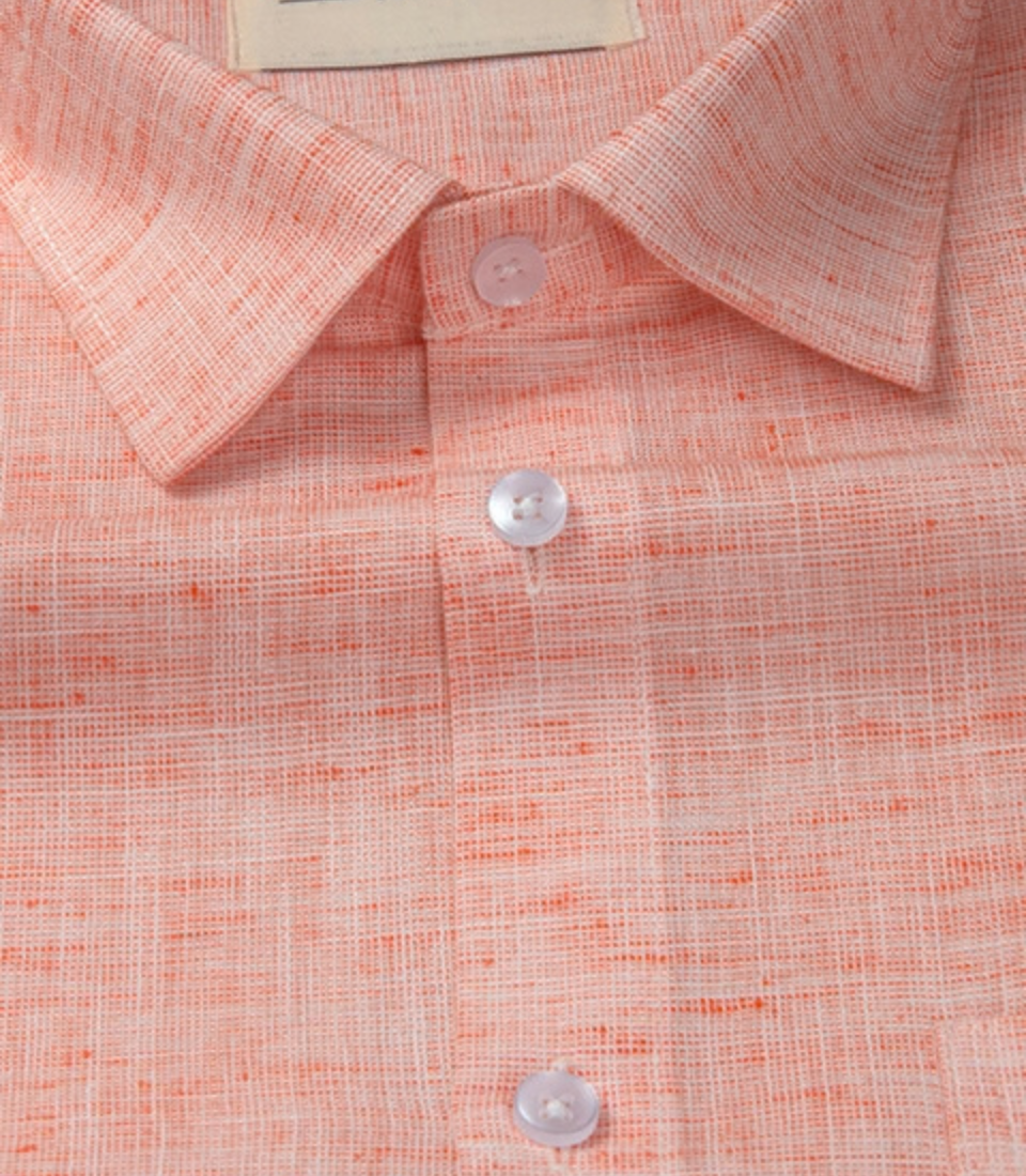 Pescora Italian Linen Salmon Peach For Men Shirt