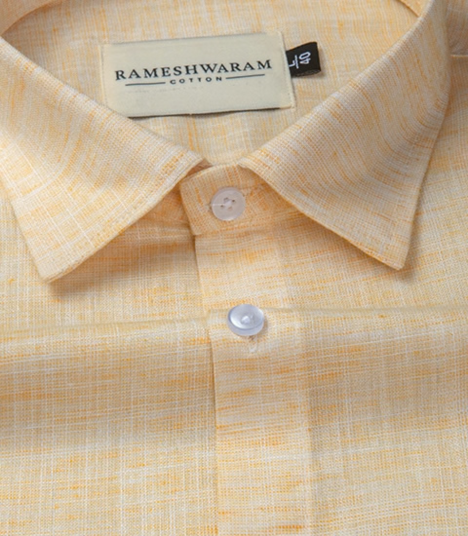 Pescora Italian Linen Concrete Yellow Texture For Men Shirt