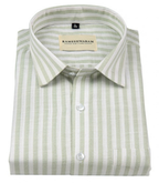Positano Luxurious Alivine Green With White Line Formal For Men Shirt