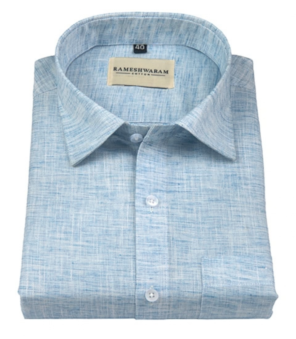 Pescora Italian Linen Frast Blue For Men Shirt