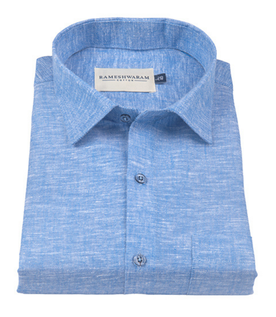 Velmora Luxurious Linen Vibrant Blue Formal For Men Shirt
