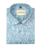 Premium Printed Cotton Light Blue Slim Shirt For Men