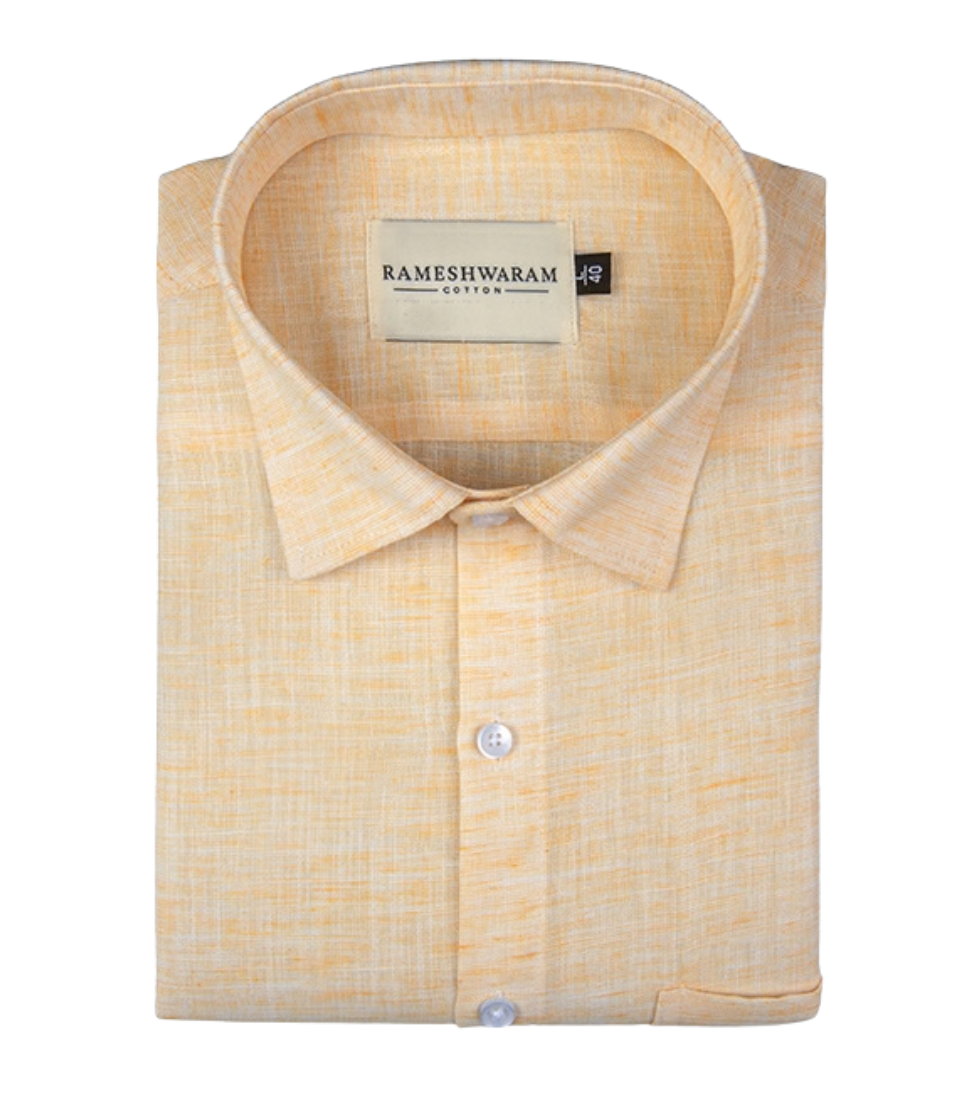 Pescora Italian Linen Concrete Yellow Texture For Men Shirt