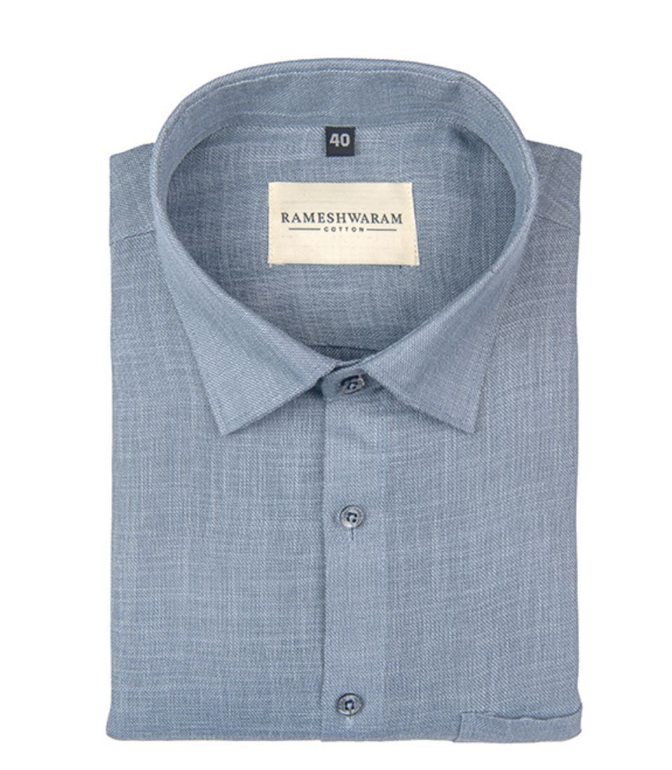 Cotton Linen Blend Spelled Gray For Men Shirt