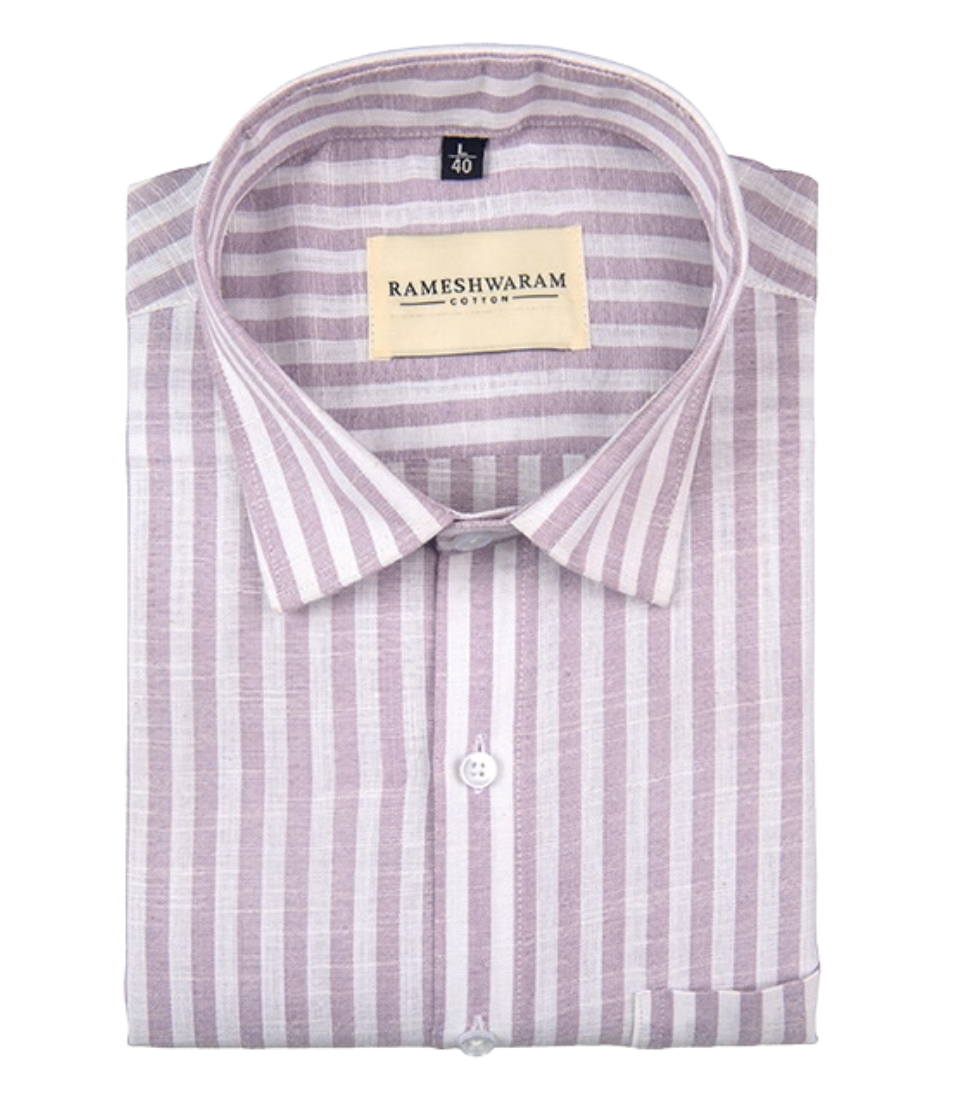 Positano Luxurious Linen Cotton Soft Almond-stripe For Men Shirt