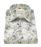 Premium Printed Cotton Glier Grey Off White For Men Shirt