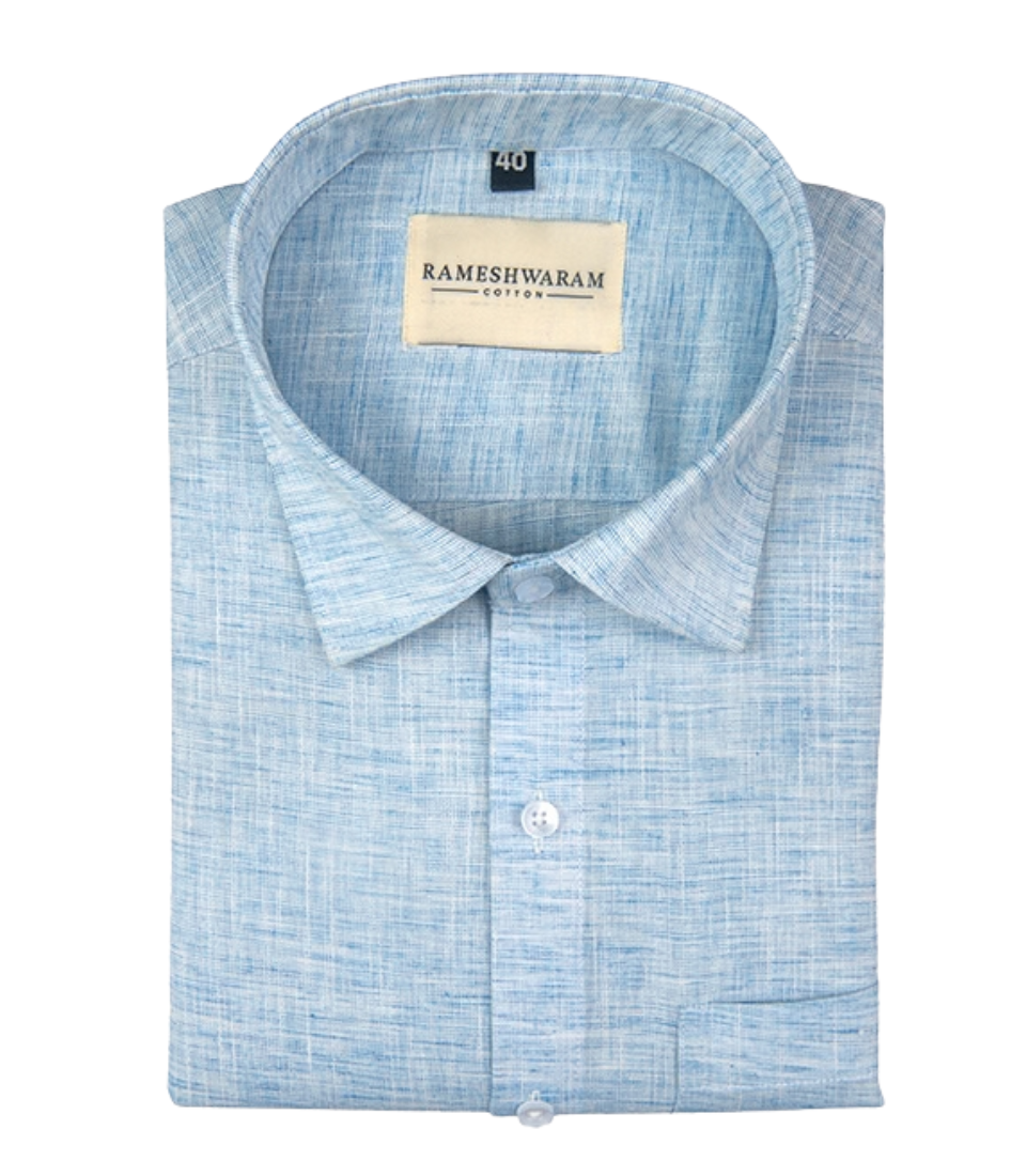 Pescora Italian Linen Frast Blue For Men Shirt