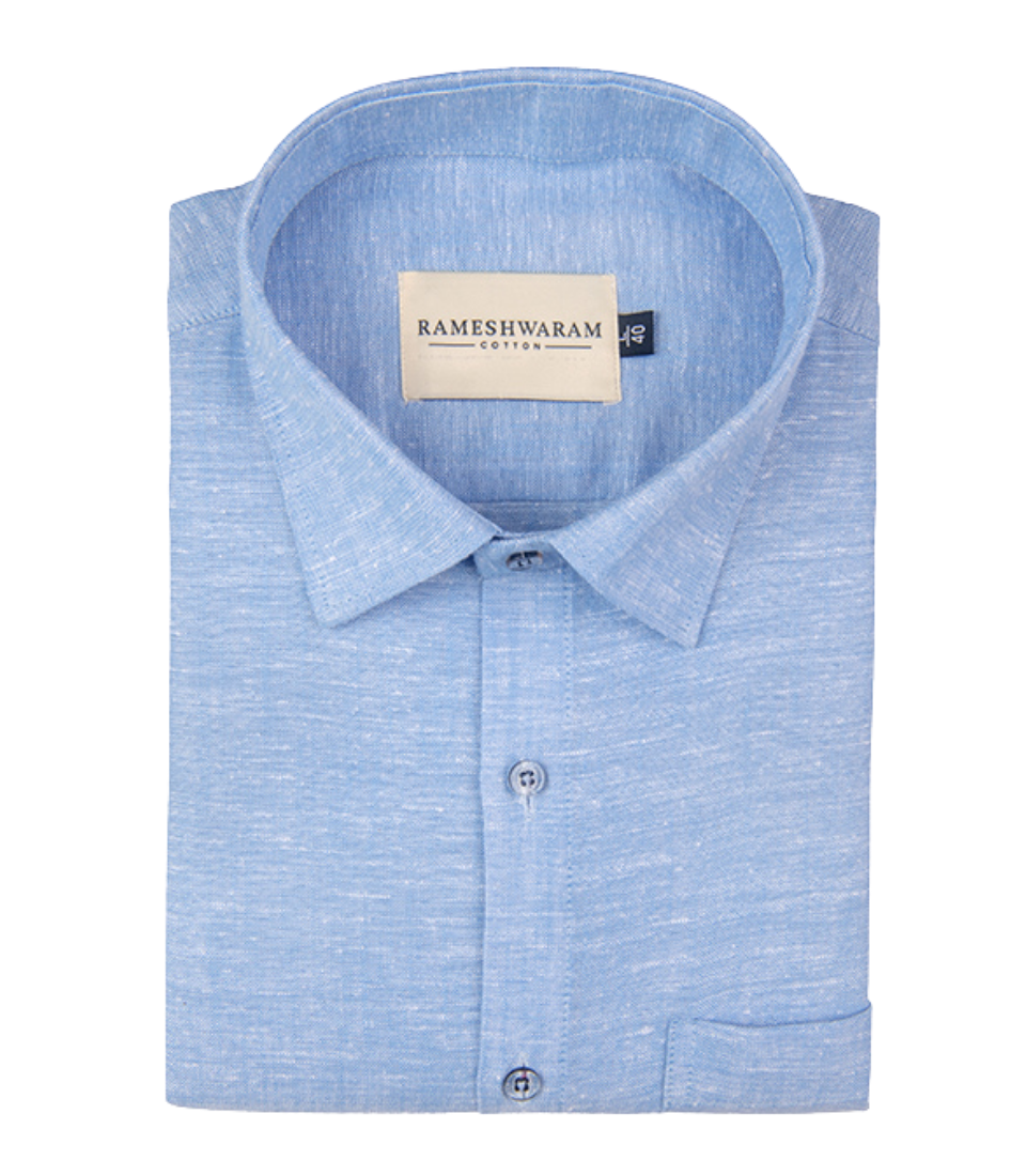 Velmora Luxurious Linen Ice Blue Shirt For Men