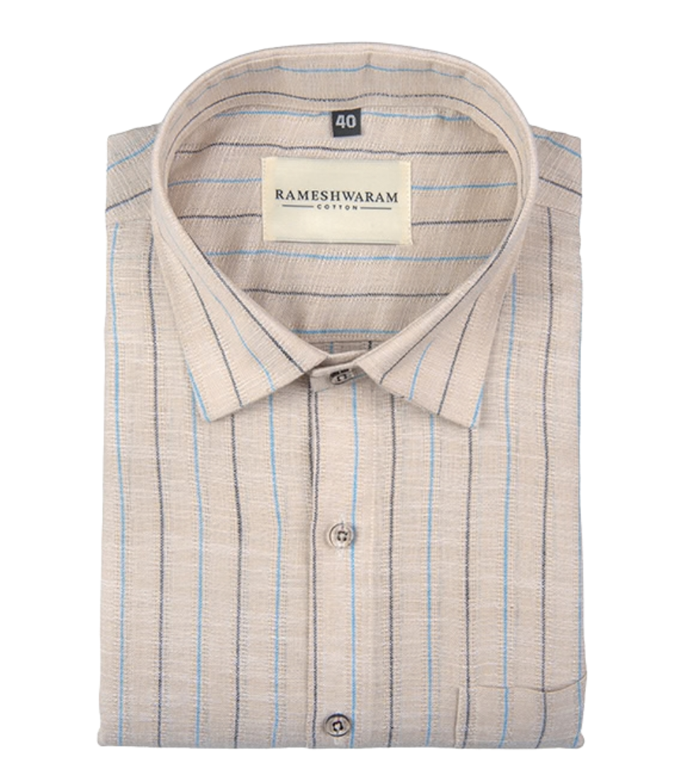 Azure stripes Tan Cream For Men Shirt