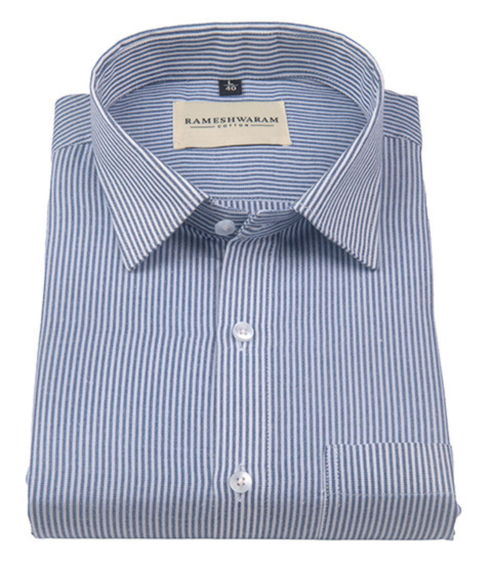 Corporate 100%  Luxury Cotton Blue-stripe For Men Shirt