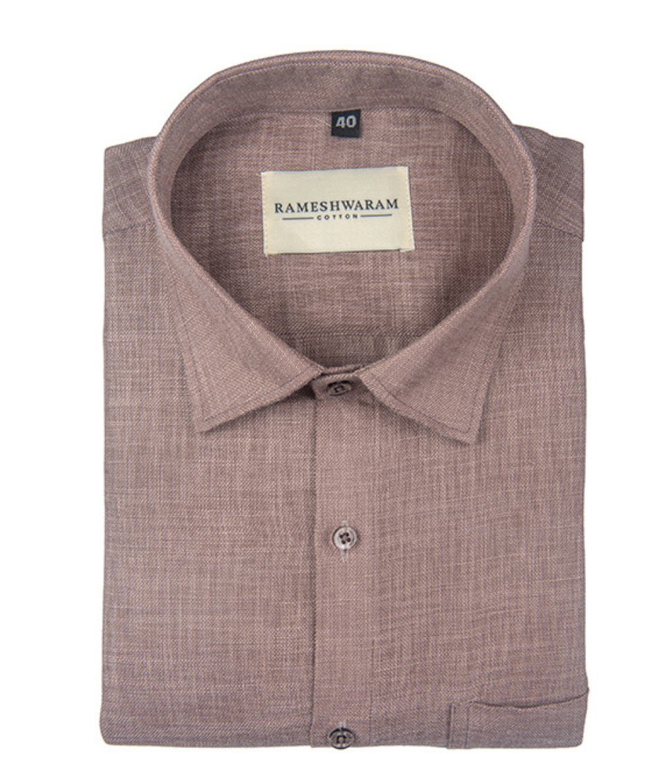 Cotton Linen Blend Light Brown Soft For Men Shirt