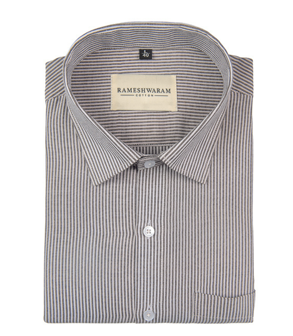 Corporate 100% Luxury Cotton Brown Micro-Stripe Men Shirt