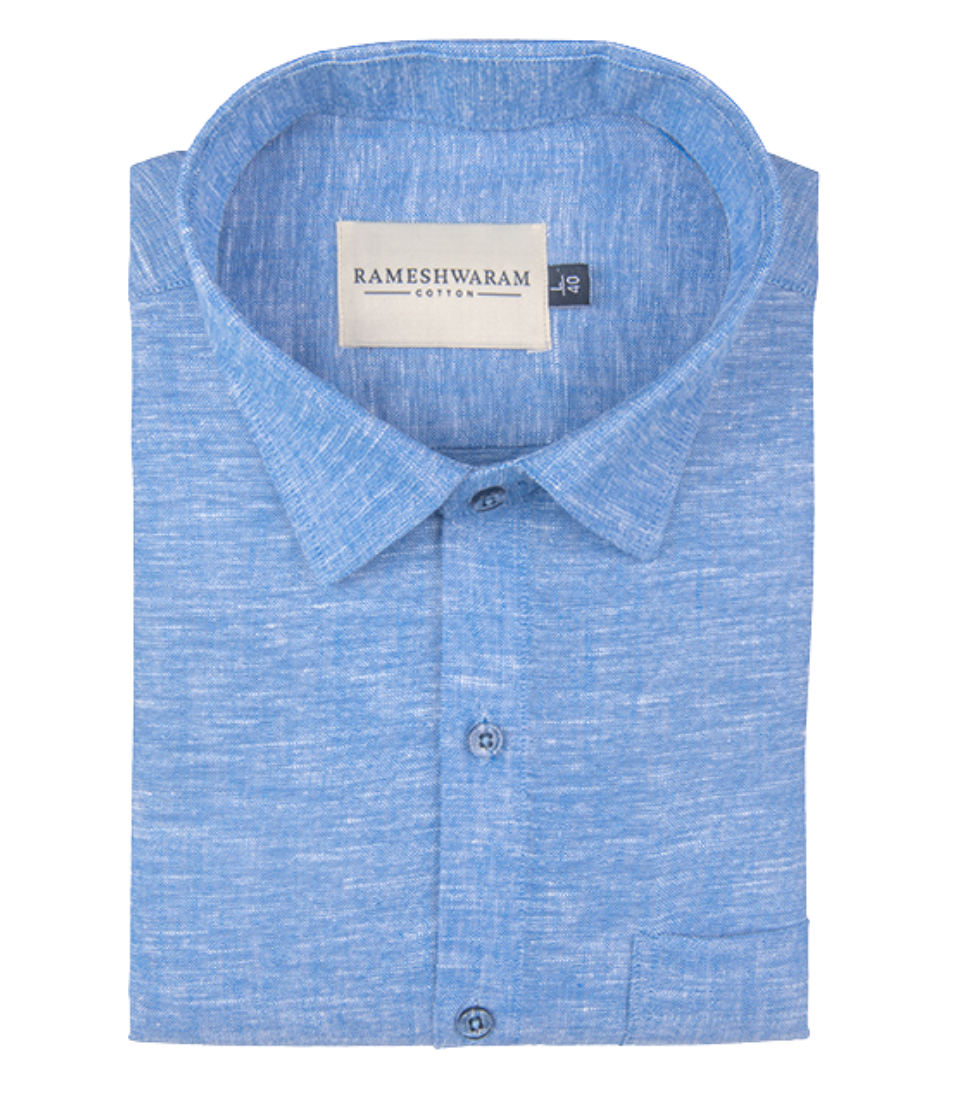 Velmora Luxurious Linen Vibrant Blue Formal For Men Shirt