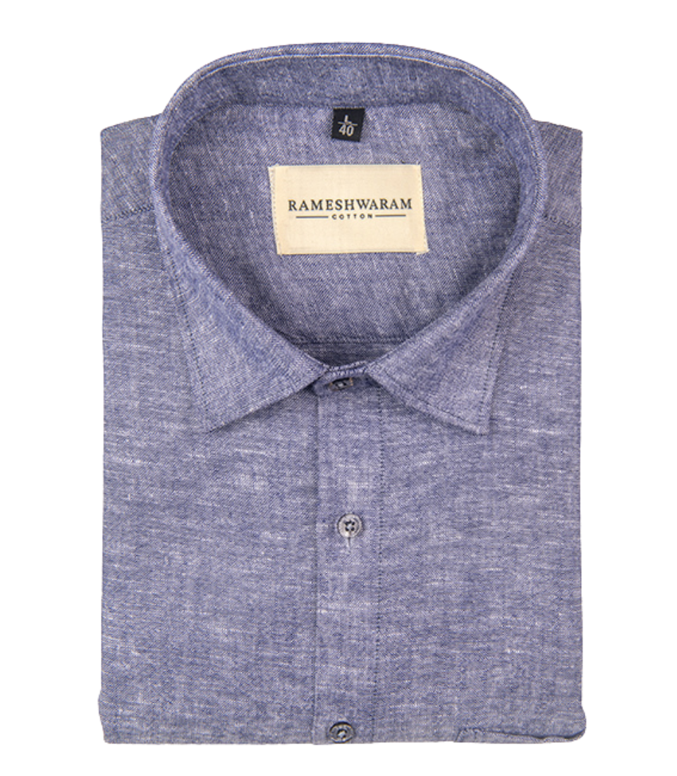 Velmora Luxurious Linen Dark Denim Blue For Men Shirt