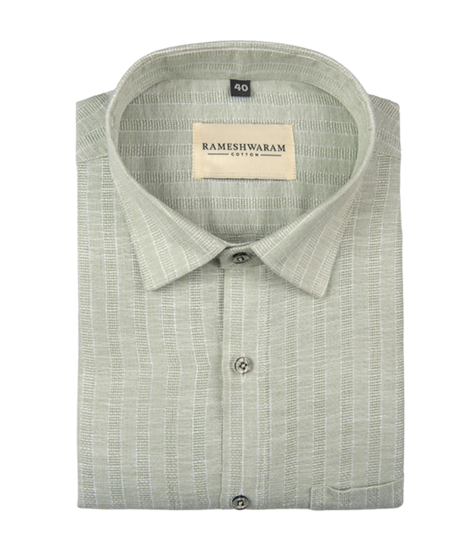 Azure Stripes Light Pastel Green For Men Shirt