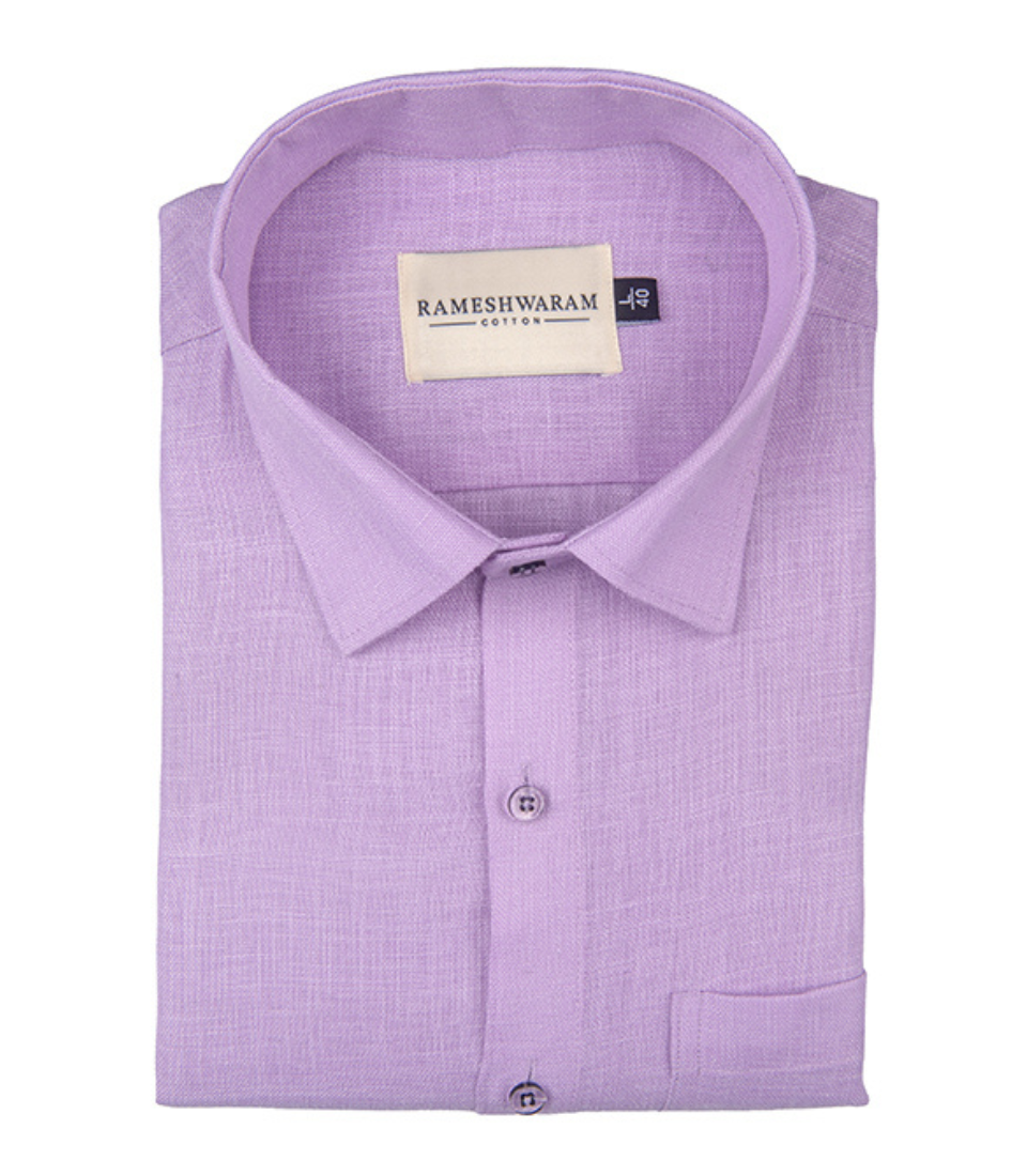 Cotton Linen Blend Light Lavender For Men Shirt