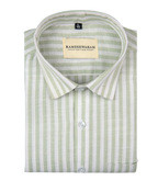 Positano Luxurious Alivine Green With White Line Formal For Men Shirt