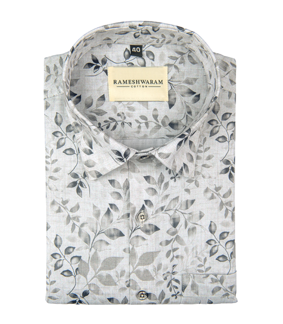 Premium Printed Cotton Gray Black For Men Shirt