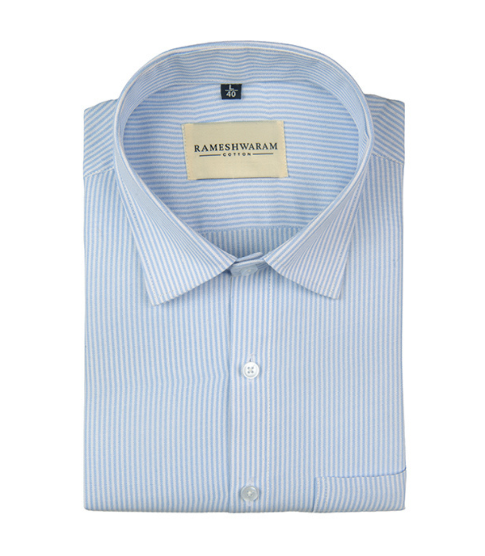 Corporate 100% Luxury Cotton Light Blue Lining Formal For Men Shirt