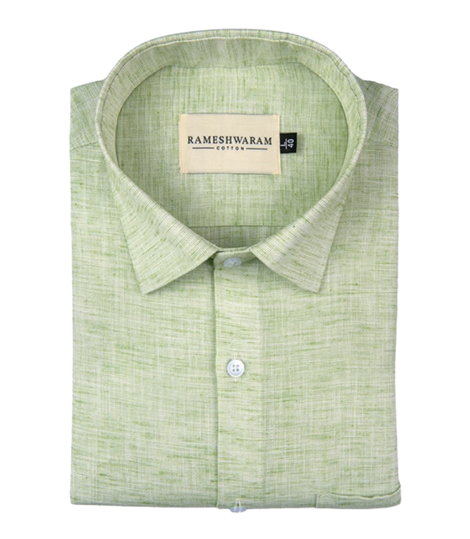 Pescora Italian Linen Green Light For Men Shirt