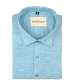 Velmora Luxurious Linen Aqua Blue For Men Shirt