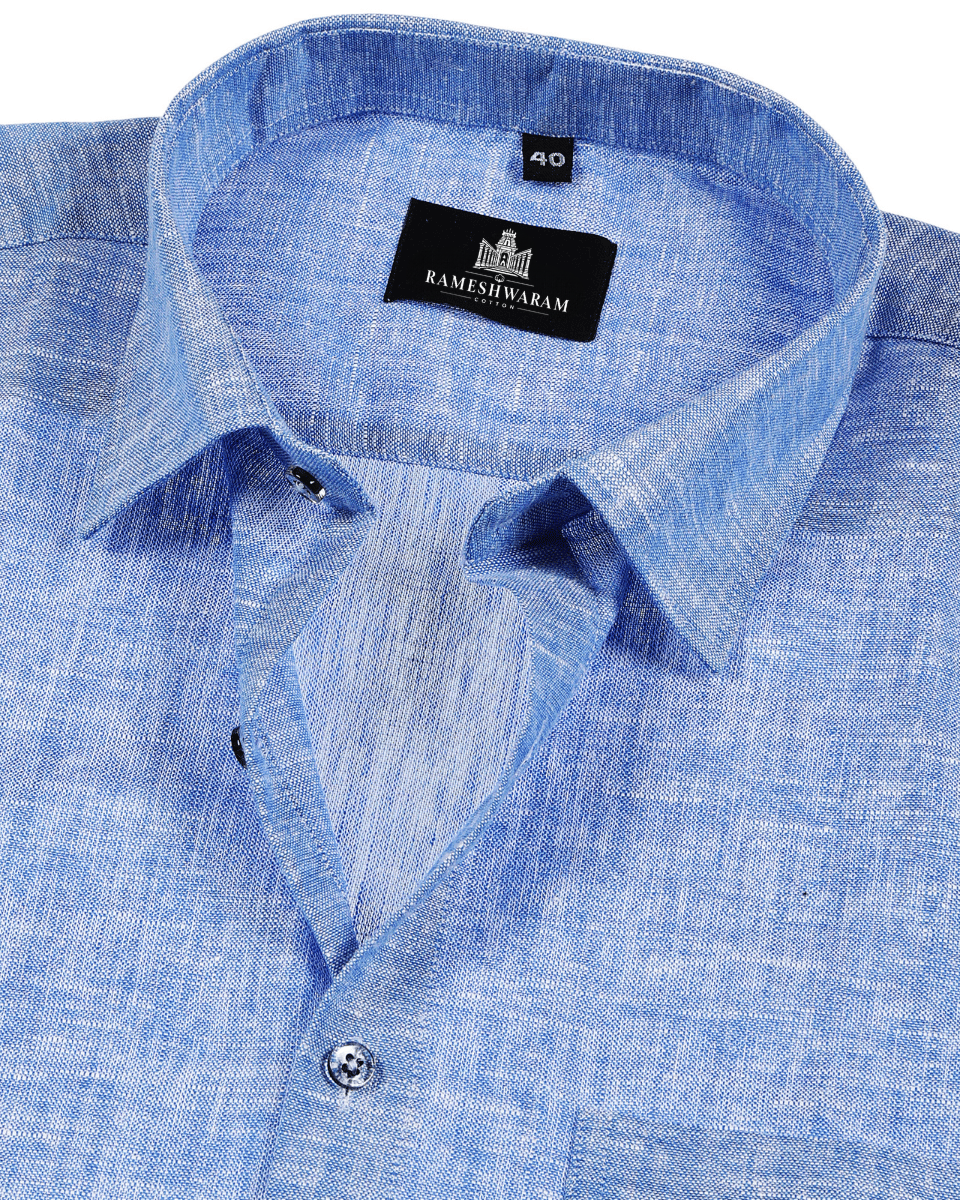 Classic Linen Sky Blue Shirt for Men