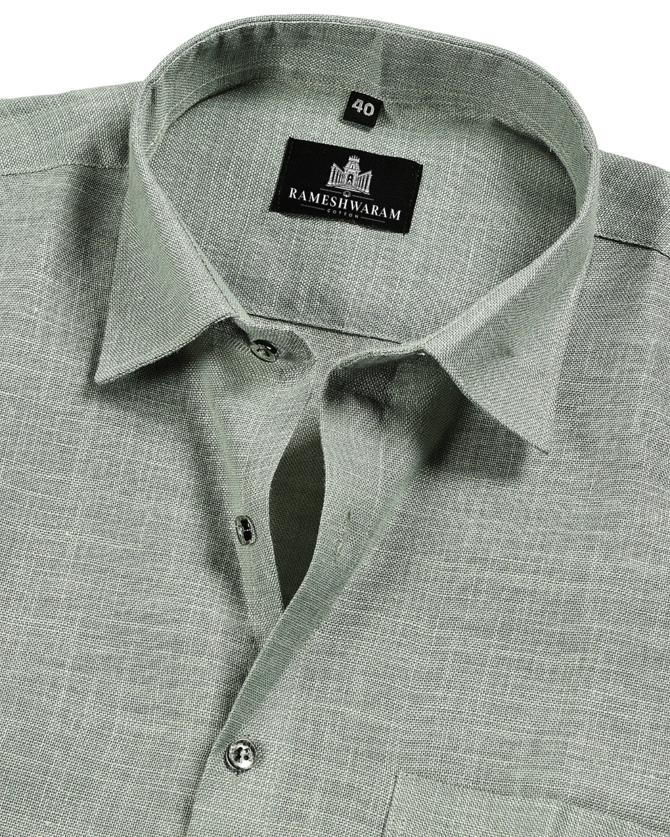 Formal Linen Pistel Green Colour Men Shirts