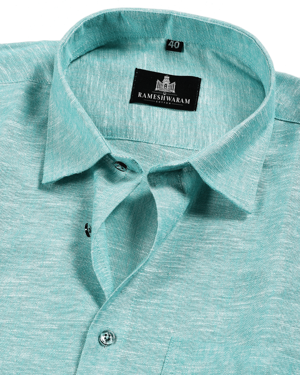 Classic Linen Mint Green Shirt for Men