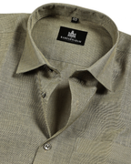 Formal Linen Mehendi Colour Men's Shirts