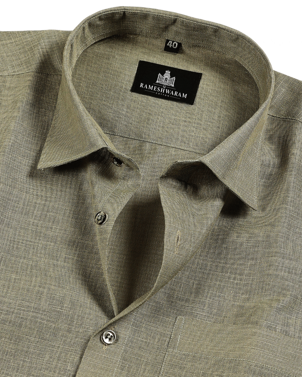 Formal Linen Mehendi Colour Men's Shirts