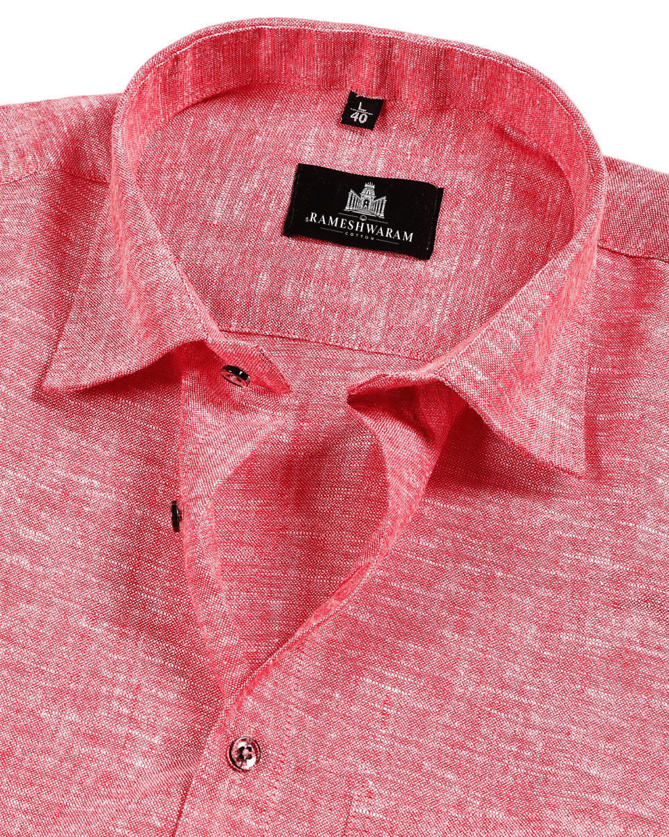 Classic Linen Peach Shirt for Men